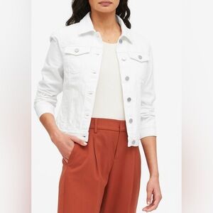 Banana Republic White Jean Jacket Cropped Waist-Length
